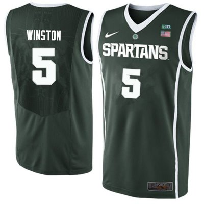 Men Cassius Winston Michigan State Spartans #5 Nike NCAA Green Authentic College Stitched Basketball Jersey RG50U73XR